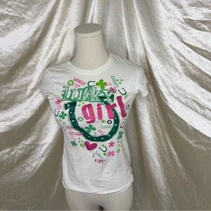 Lucky Girl White baby tee